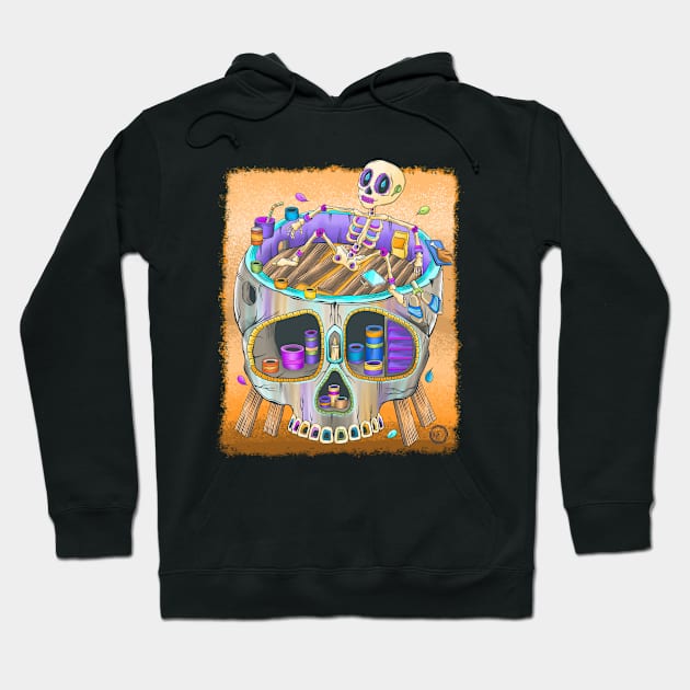 Skeleton Relaxing Day Off - Día De Los Muertos - Vacation Mode - Cute Skeleton Hoodie by Scriptnbones